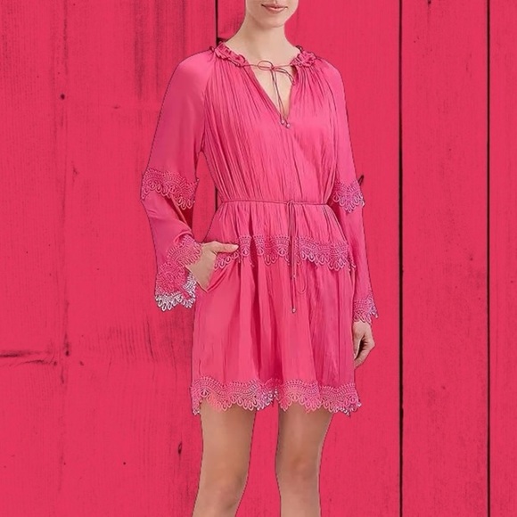 open lace back dress Ruffle Chiffon Gown Fuchsia Purple / 2